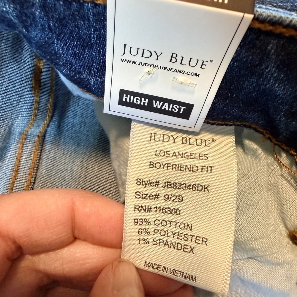 Judy Blue Boyfriend Jeans Size 9/29 Blue New High Waist Bleach Splatter JB82346 - Picture 4 of 8